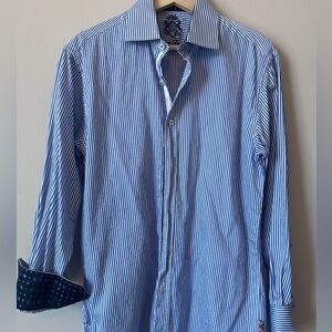 English Laundry Blue and White Striped Button Down Shirt